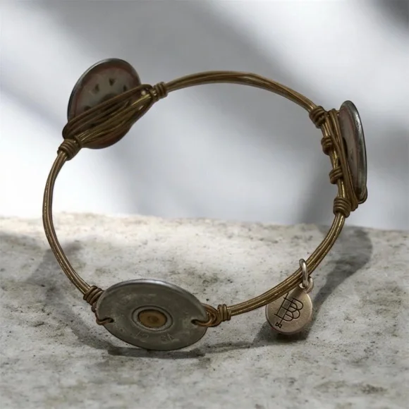 Shotgun Shell antique brass wire bangle - Picture 2 of 2